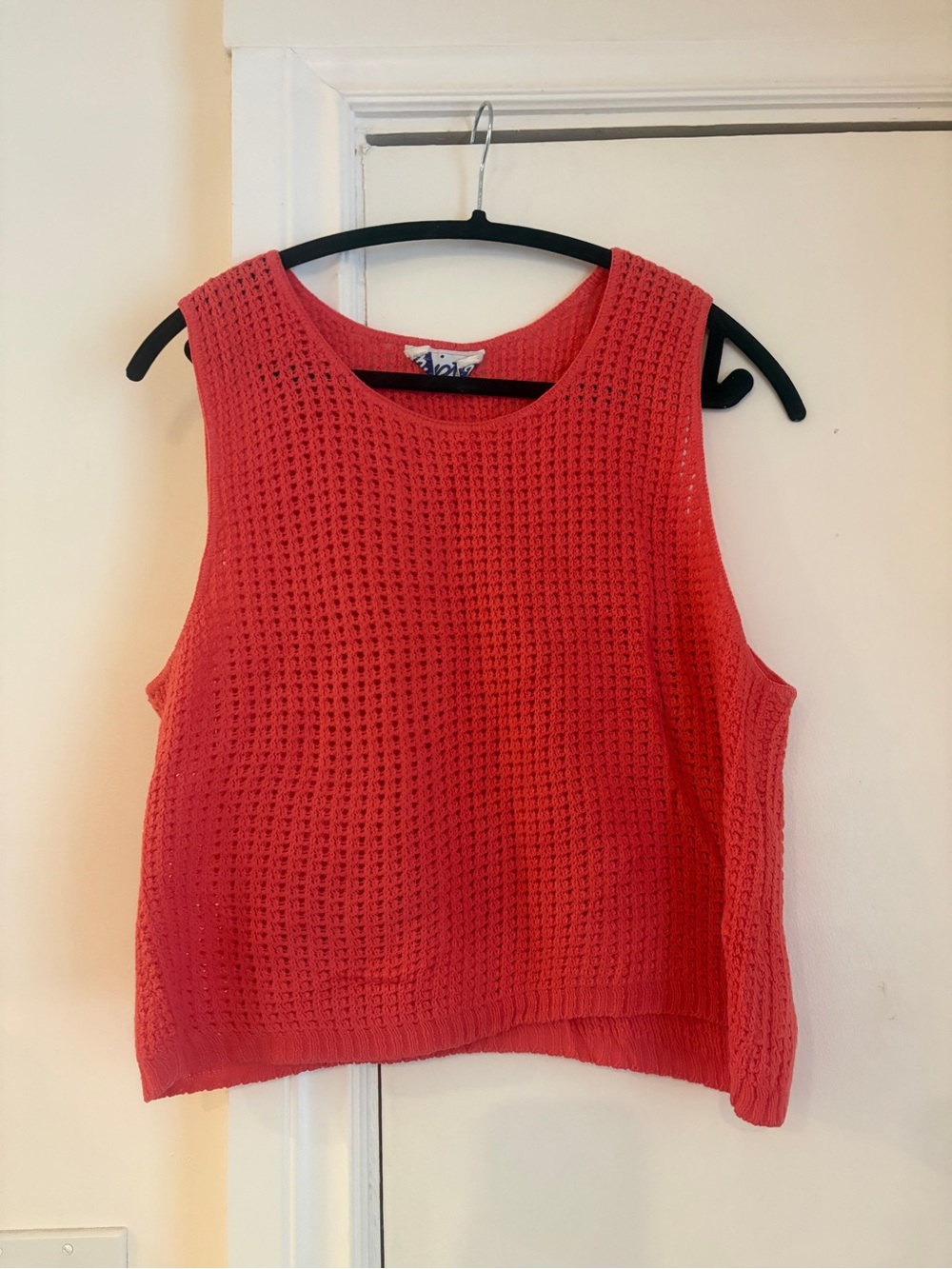 Vintage Whistles Crochet Knit Tank Top in Coral
